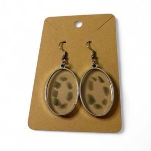 Handmade Aventurine Earrings 
Clear Resin - Natural Stone -Stainless Steel